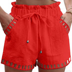 Cotton Linen HolLow-Out Beach Short