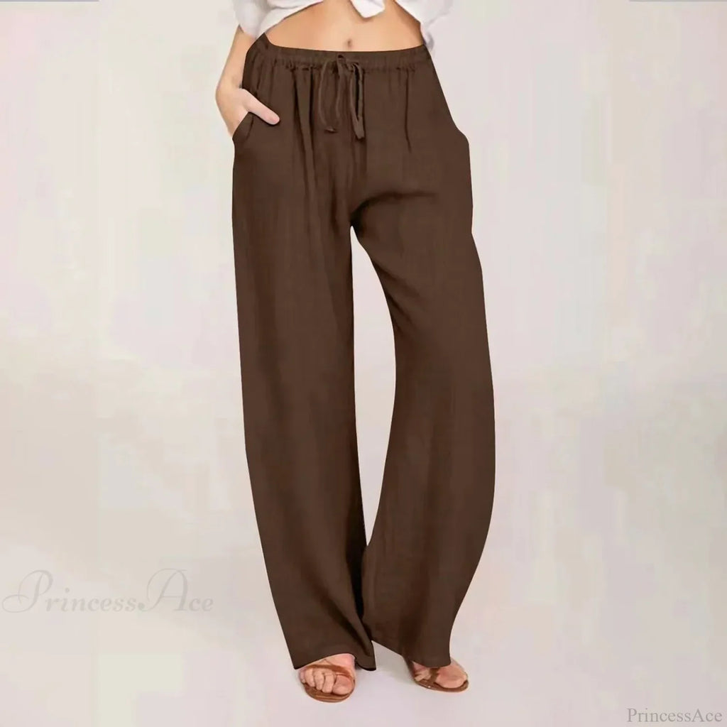 Cotton Linen Wide Leg Drawstring Pants