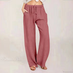 Cotton Linen Wide Leg Drawstring Pants