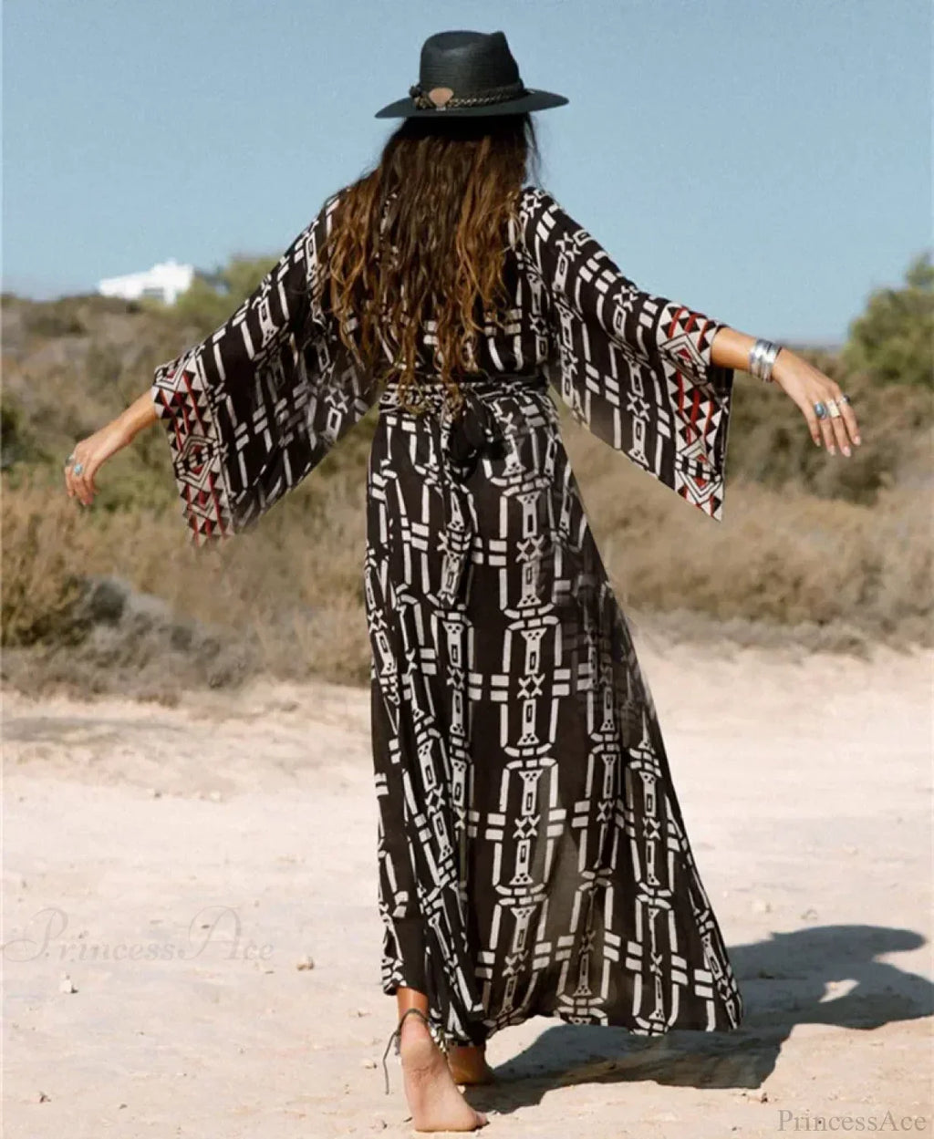 Cotton Rayon Kimono Boho Bikini Cover up Long Sleeve