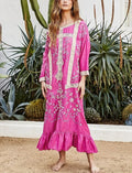 Cotton Rayon Long Sleeve Boho Dress