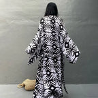 Cotton Rayon Printed Self Belted Maxi Boho Cover up