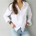 Cotton White Long Sleeve Casual Ladies Blouse