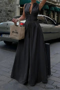 Cotton Zippered Sleeveless Pocket Maxi Dress