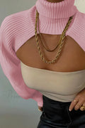 Cover-up Solid Knit Ribbed Turtleneck Sweater