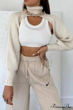 Cover-up Solid Knit Ribbed Turtleneck Sweater