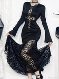 Covered Lace Cross Hollow Full-Length Dress