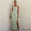 Cowl Neck Strapless Slit Modern Maxi Evening Dress - Black