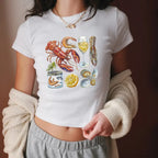 Cray Printed Gothic Crop Top T-shirt