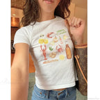 Cray Printed Gothic Crop Top T-shirt