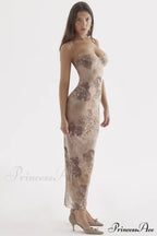 Cream Floral Stylish Print Maxi Dress