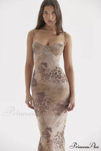Cream Floral Stylish Print Maxi Dress