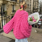 Crewneck Flared Sleeve Fuzzy Sweater