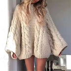 Crewneck Flared Sleeve Fuzzy Sweater
