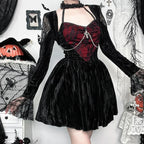 Crimson Lace Velvet Petite Dress