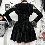 Crimson Lace Velvet Petite Dress