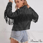 Crop Long Sleeve Button Tassel With Fringe Commuting Warm Chic Stylish Elegant Fashionable Versatile Jacket