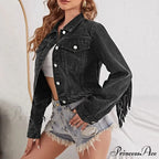 Crop Long Sleeve Button Tassel With Fringe Commuting Warm Chic Stylish Elegant Fashionable Versatile Jacket