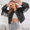 Crop Long Sleeve Button Tassel With Fringe Commuting Warm Chic Stylish Elegant Fashionable Versatile Jacket