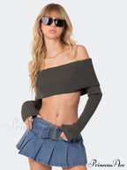 Crop Sweater and Long-Sleeved Comfortable Sexy Chest-Wrapped Top Woolen Sweater