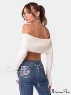 Crop Sweater and Long-Sleeved Comfortable Sexy Chest-Wrapped Top Woolen Sweater