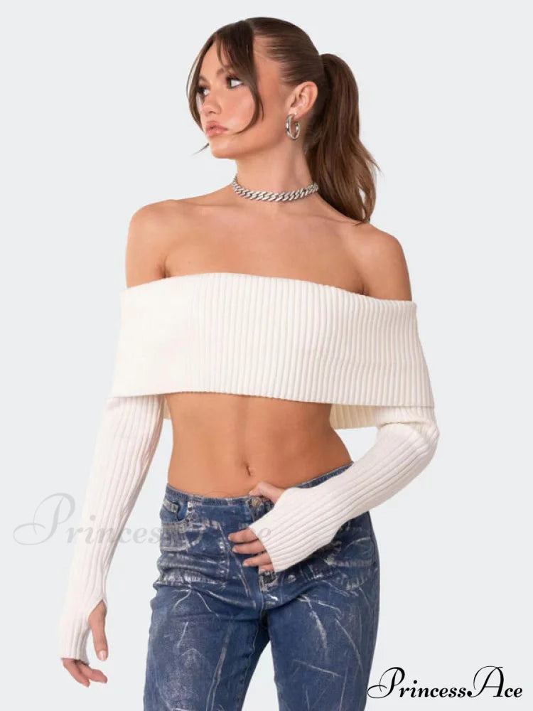 Crop Sweater and Long-Sleeved Comfortable Sexy Chest-Wrapped Top Woolen Sweater