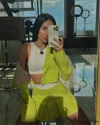 Cropped Blazer And Charming Pleated Mini Skirt Set