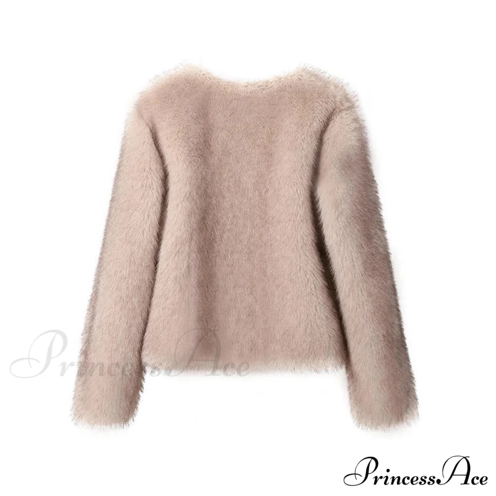 Cropped Faux Stylish Fur Coat