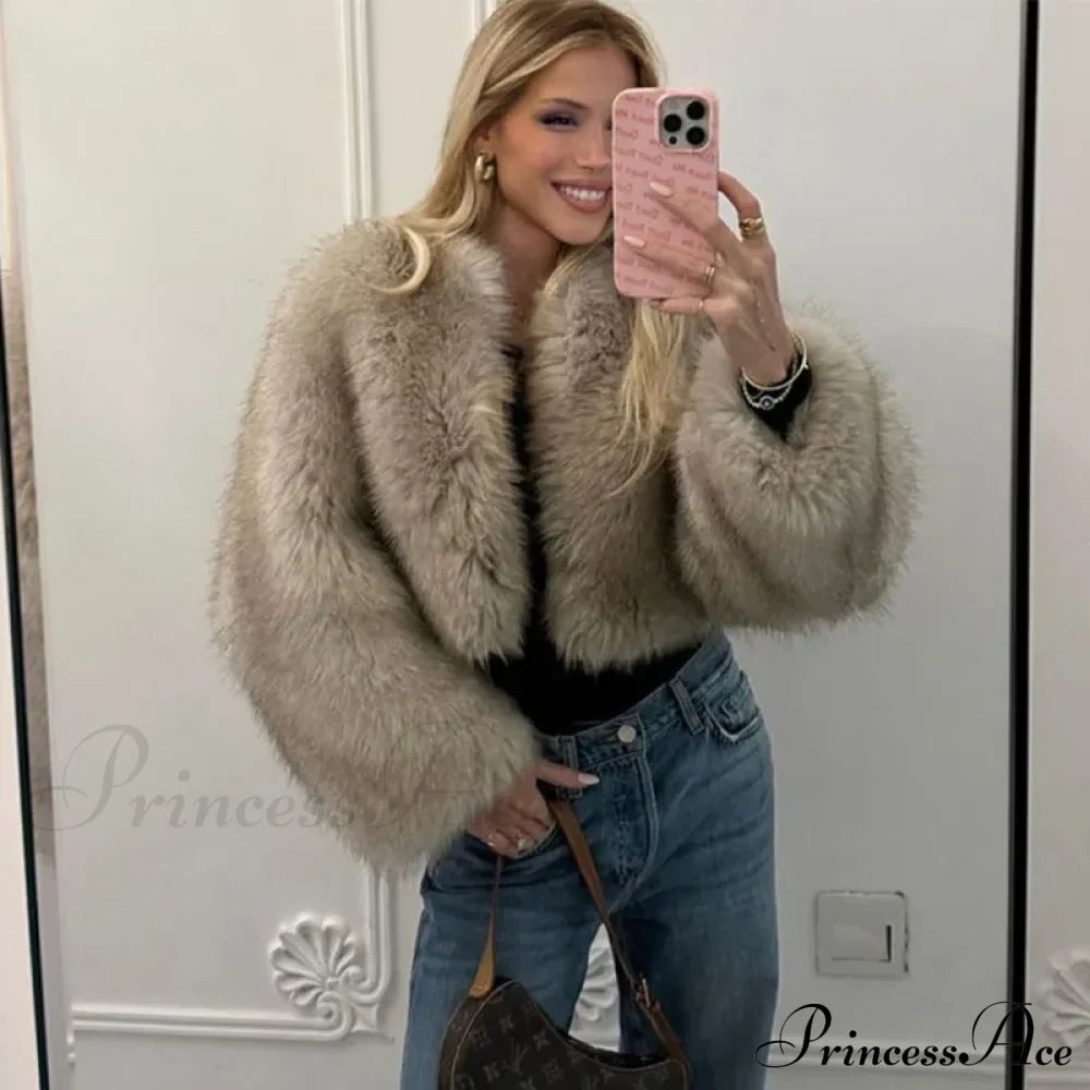 Cropped Faux Stylish Fur Coat