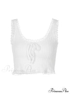 Cropped Lace Trim Trendy Rib Cami Top