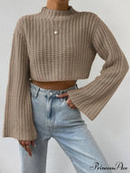 Cropped Long Neck Mock Arm Sweater