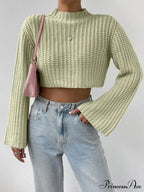 Cropped Long Neck Mock Arm Sweater
