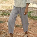 Cropped Slanted Pocket Elastic Pants