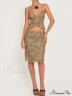 Cross Over Halter Trendy Mesh Crop Cami Top