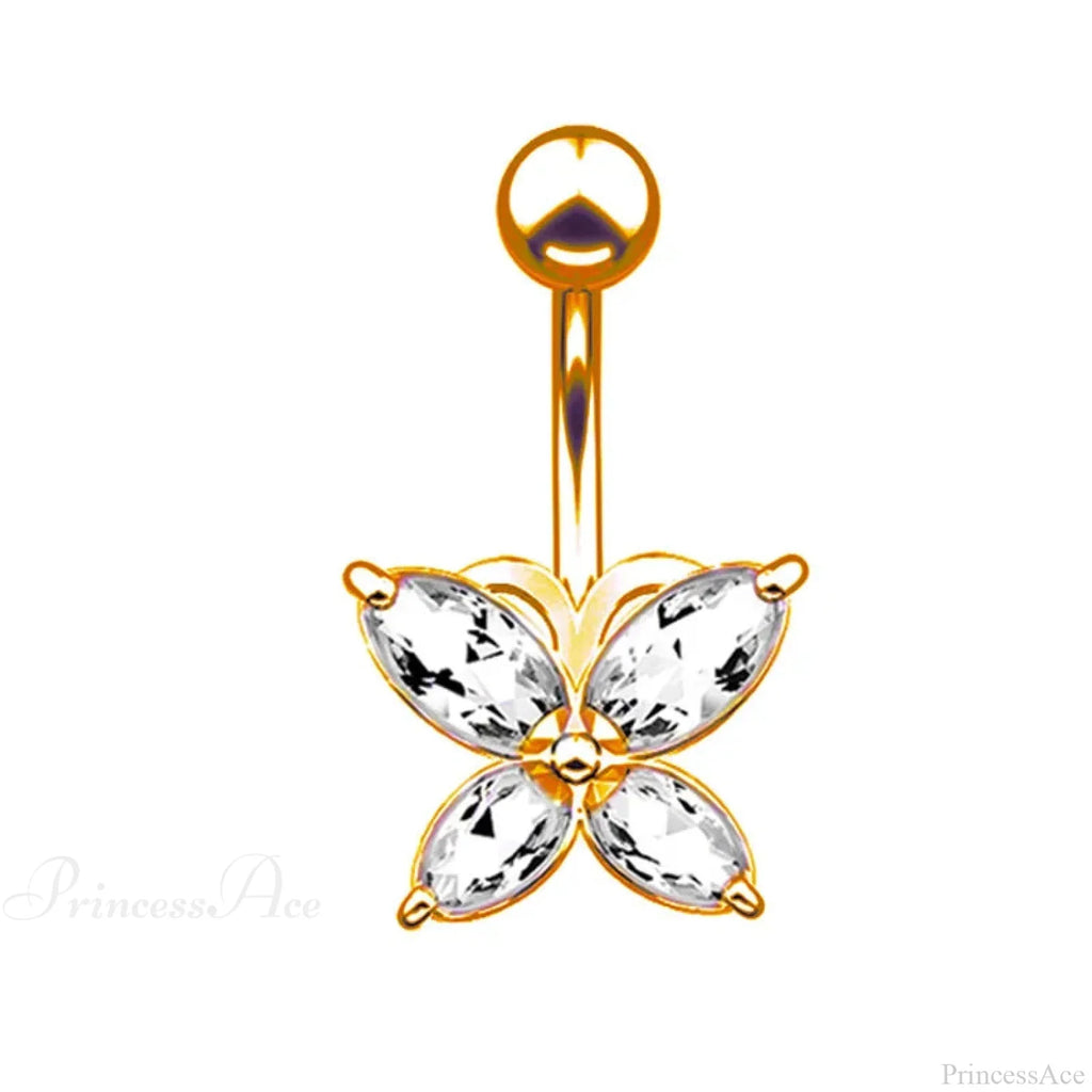Crystal Heart Pink Gothic Belly Ring