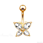 Crystal Heart Pink Gothic Belly Ring