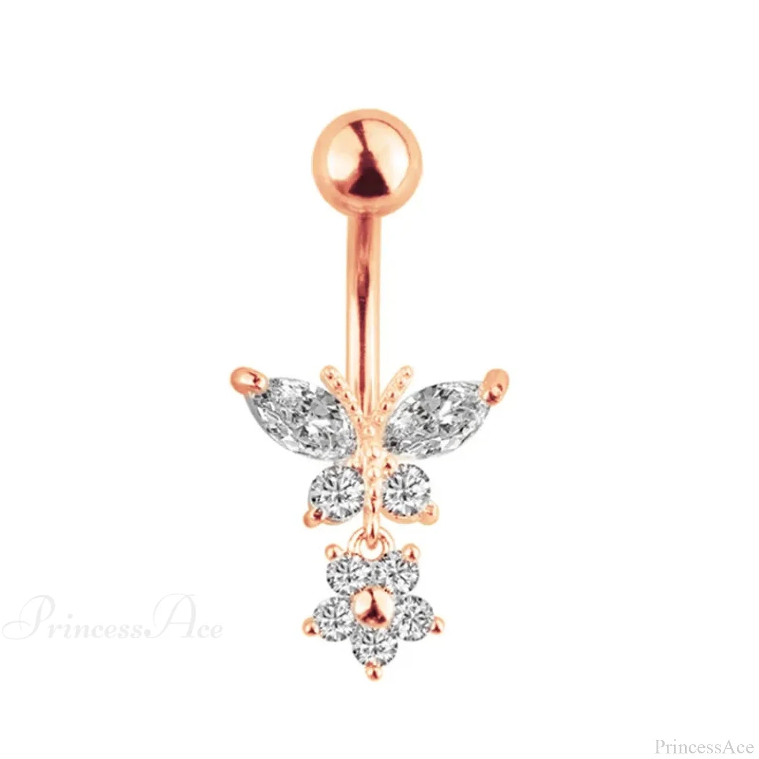 Crystal Heart Pink Gothic Belly Ring