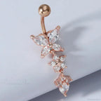 Crystal Heart Pink Gothic Belly Ring