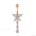 Crystal Heart Pink Gothic Belly Ring