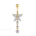 Crystal Heart Pink Gothic Belly Ring