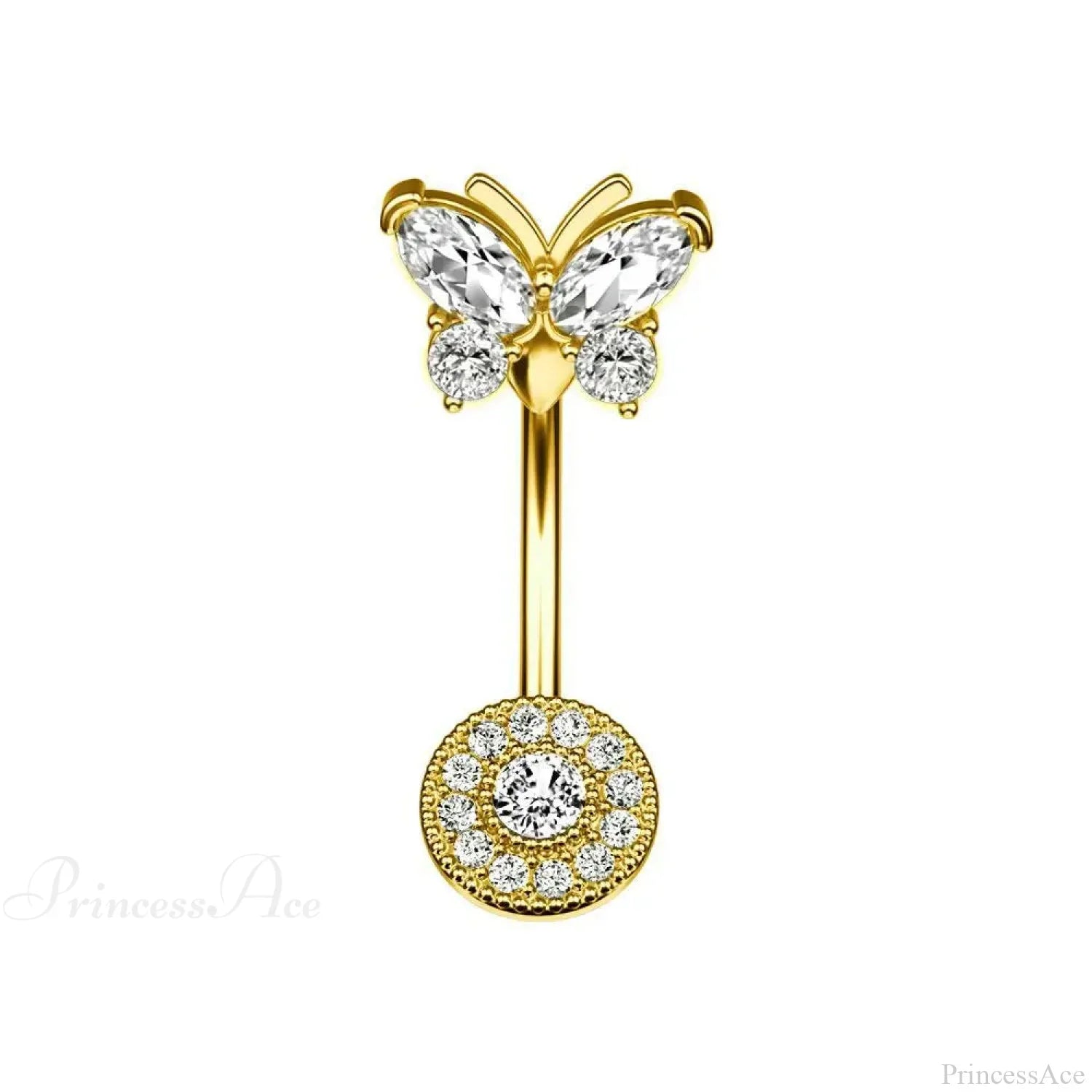 Crystal Heart Pink Gothic Belly Ring