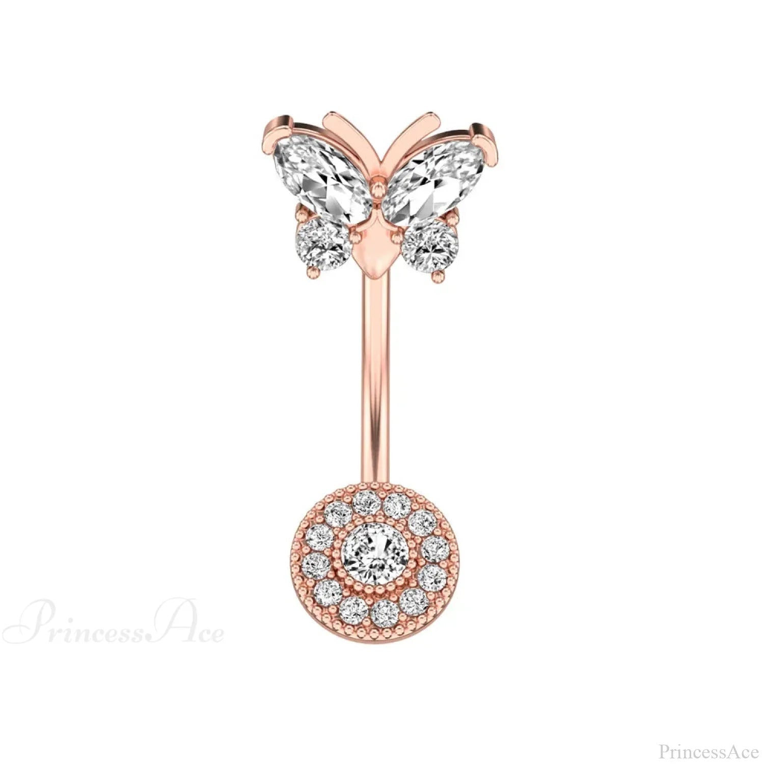 Crystal Heart Pink Gothic Belly Ring