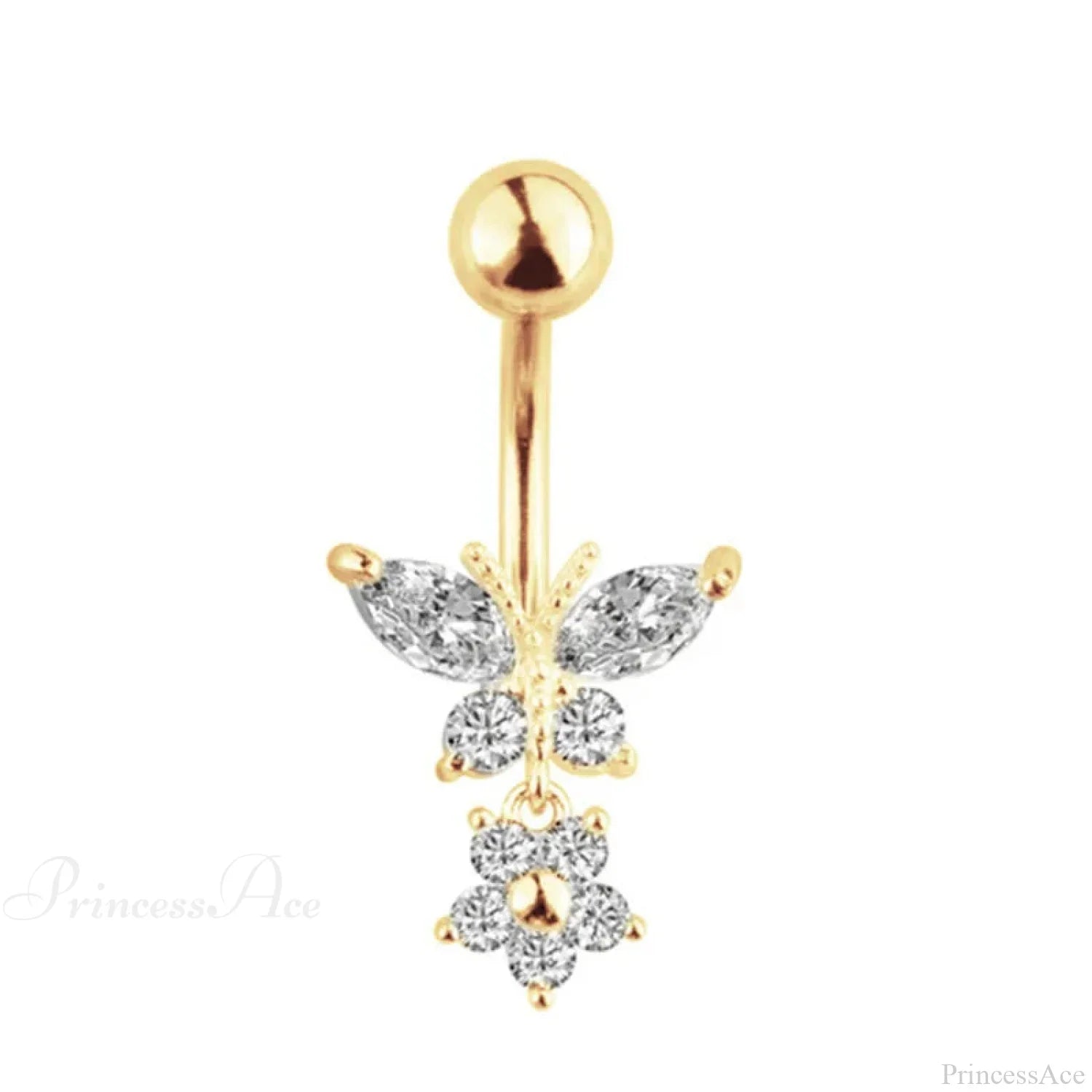 Crystal Heart Pink Gothic Belly Ring