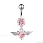Crystal Heart Pink Gothic Belly Ring