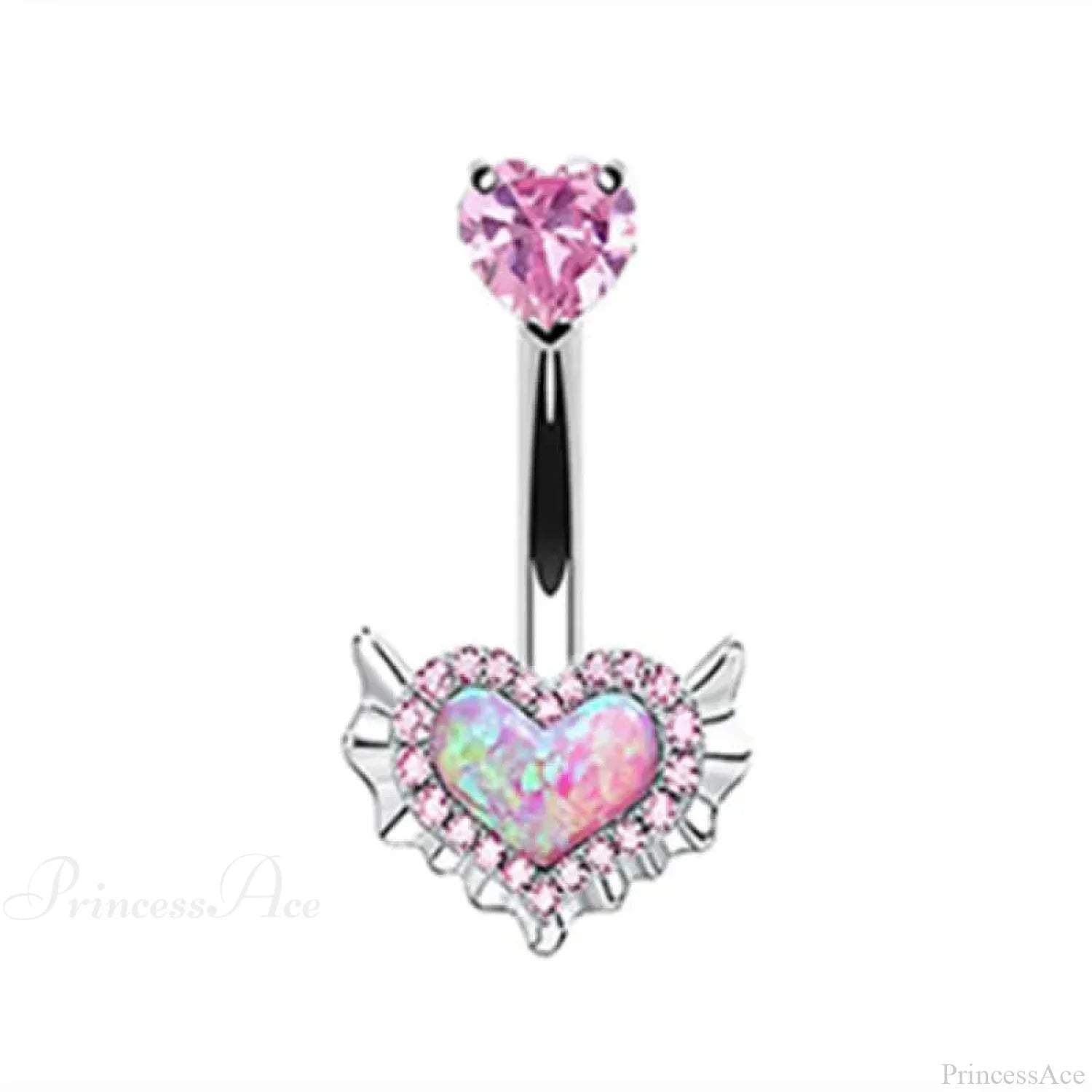 Crystal Heart Pink Gothic Belly Ring