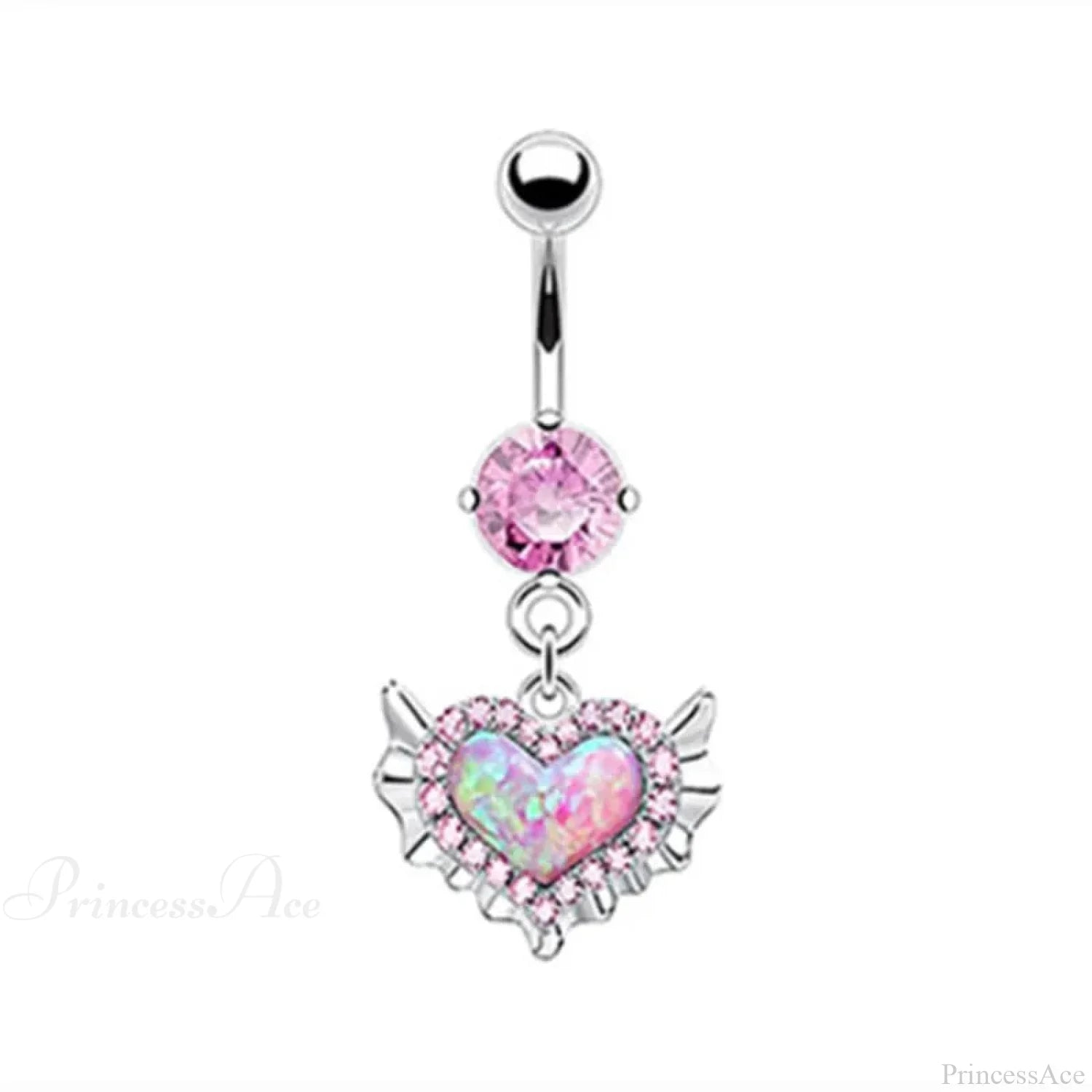 Crystal Heart Pink Gothic Belly Ring