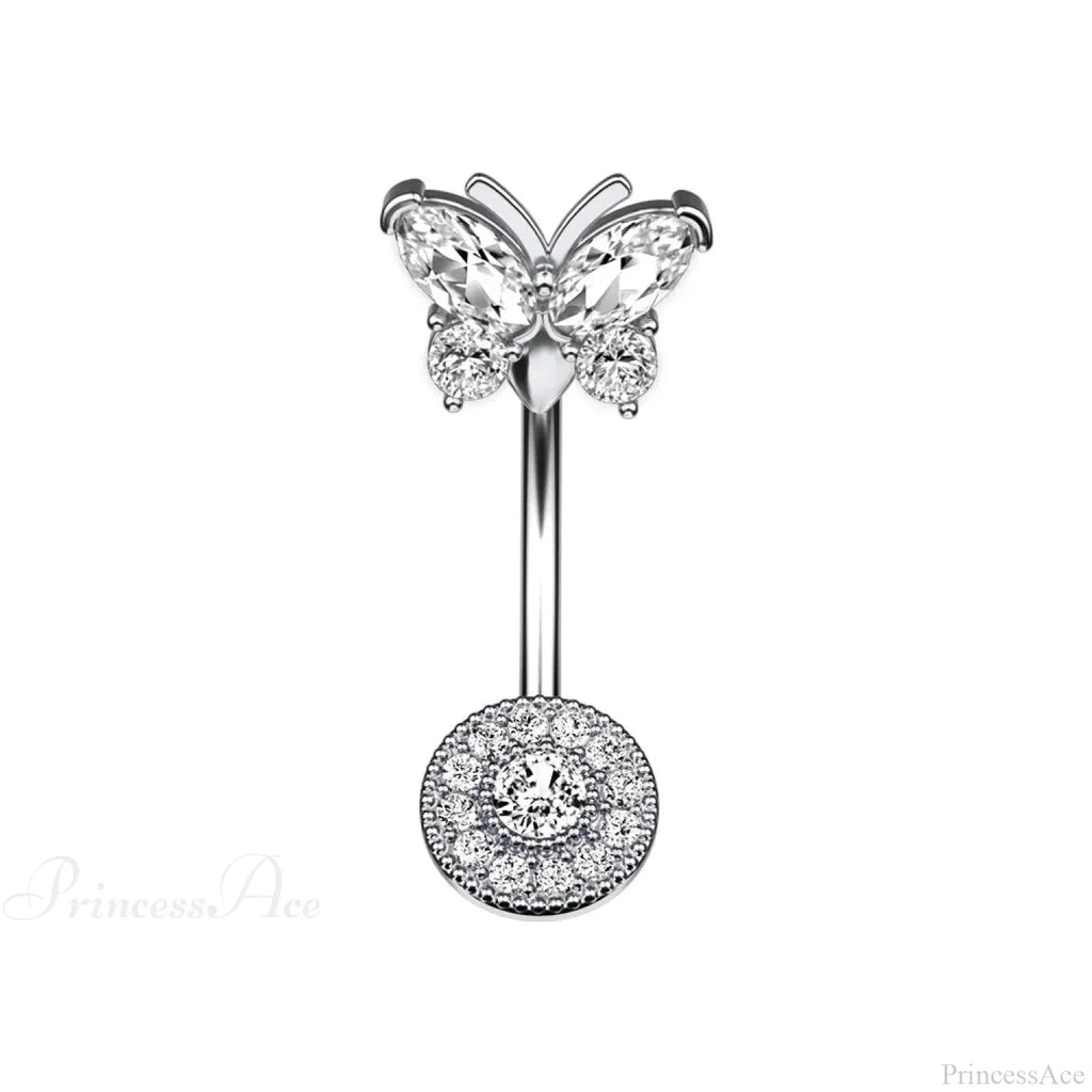 Crystal Heart Pink Gothic Belly Ring
