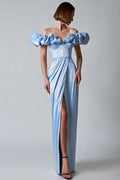 Greta Boutique Off the Shoulder Maxi Dress with Slit and Crystals Collection