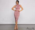Curves Ahead Sleeveless Charming Ruched Midi Dress