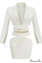 Cut Out Blazer Top Graceful + Mini Skirt Set